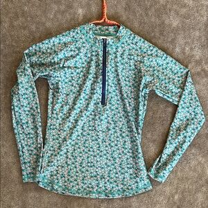 Lime Ricki Teal Floral Quarter-Zip Rash Guard